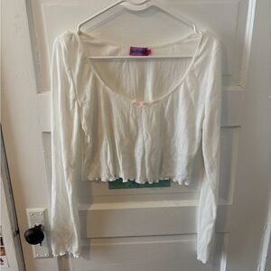 Edikted White Long Sleeve Crop Top